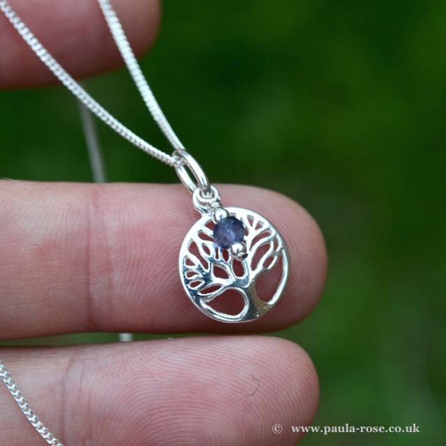 Details about   Tree of Life Necklace Pendant Iolite Wire Wrapped Silver September Birthstone 
