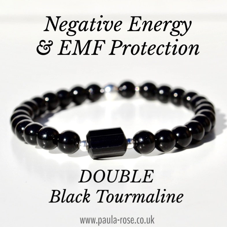 Black Tourmaline EMF Protection Healing Gemstone Bracelet Energy Charged